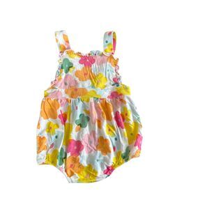 Angel Dear Paper Floral Ruffle Bubble Romper 6-12 Months EUC